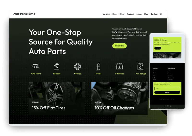 Auto parts supplier website by Studio490 on desktop and phone