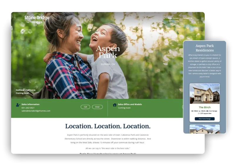 Residential community website by Studio490 on desktop and phone
