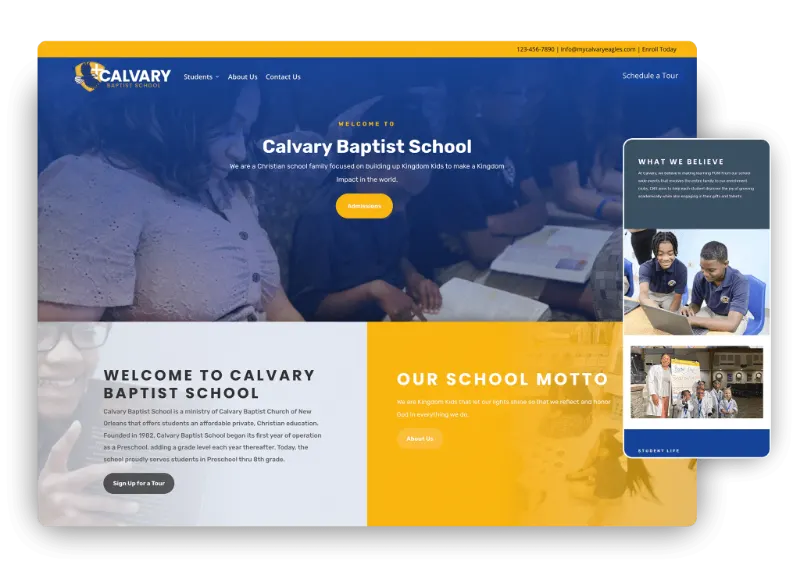 Private school website by Studio490 on desktop and phone